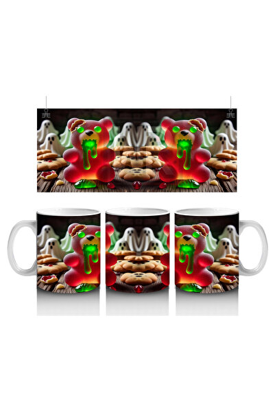 Luluyen كوب مطبوع عليه متعة الهالوين مع الوحوش الخضراء والحلوى العملاقة