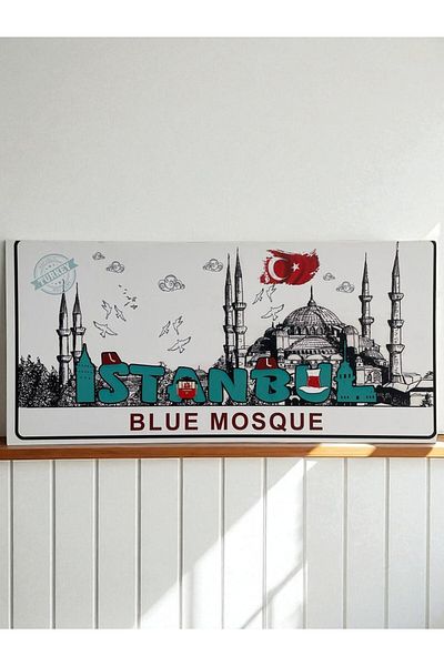 GALATA GIFT Wooden Table-Nameplate, Decorative Istanbul Places Red Adhesive Direction/Sign Collection 30*14cm
