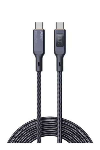 AUKEY 100W PD Nylon Braided USB-C to USB-C Cable with LCD 1.8m