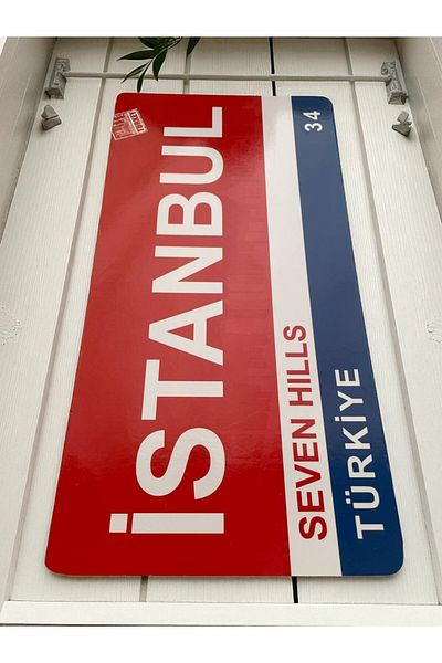 GALATA GIFT Tablă din lemn, semne, decorațiuni Istanbul Locuri roșu adeziv direcție/semne colecție 30*14cm