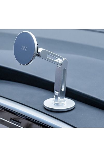 REDz Accessories Magnetic Metal Car Holder, XO C148, Adhesive Mount, 360° Rotation, MagSafe Compatible, Silver