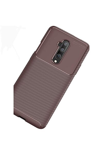 SOHO Husa compatibila cu OnePlus 7T Pro, material silicon cu insertii de carbon, Brown