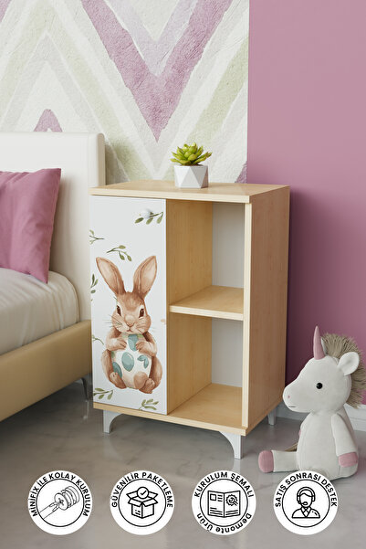 Hediyeler Kapında 2 Raflı tek kapak Pretty Rabit Çocuk Odası Çok Amaçlı Dolab...