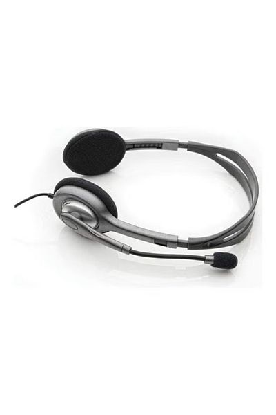 logitech H111 Stereo Headphones with Bi-Directional Microphone – Black/Silver