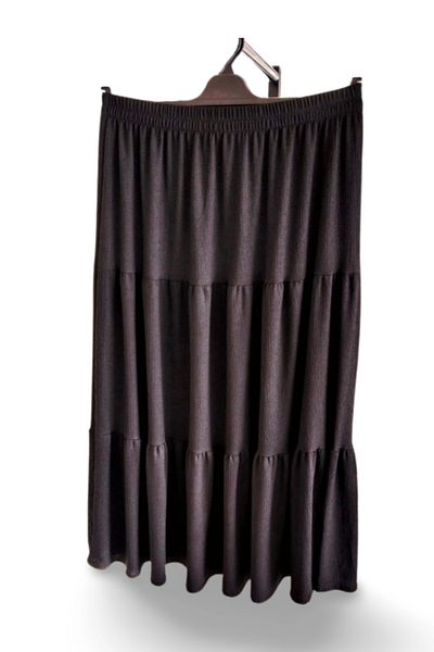 PRATİKOBA Elastic Waist Wrap Fabric Skirt Mother's Skirt Long Prayer Skirt Black Size 44-52