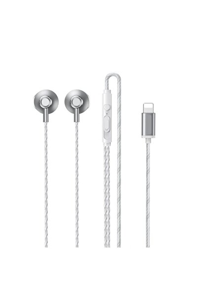 SOHO In-ear headphones compatible with Apple, Lightning connector, built-in microphone, 1.2m, Gray White