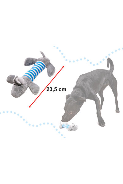 OEM Jucarie pentru caini, Elefant, Cu scartait, Plus, Alb, Albastru, Gri