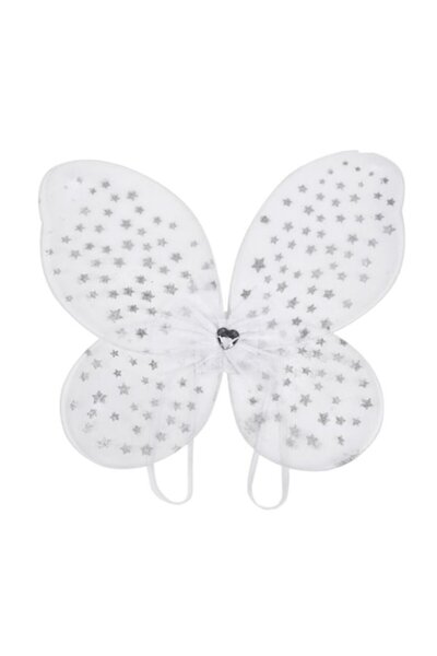 Bibilel Kids White butterfly wings with silver stars for carnival, party, bal...