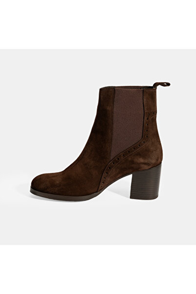 Desa Kadın Kahve Lastikli Topuklu Süet Bot
