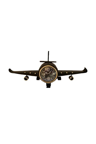 OEM Decorative Metal Clock, Airplane Model, Brown, 40 x 8 x 17 cm