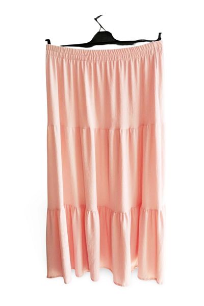 PRATİKOBA Elastic Waist Wrap Fabric Skirt Mother's Skirt Long Prayer Skirt Salmon Size 44-52
