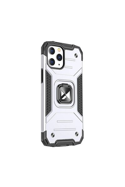 Bibilel Husă de protecție pentru iPhone 13 Pro, cu inel de protecție și suport, argintie