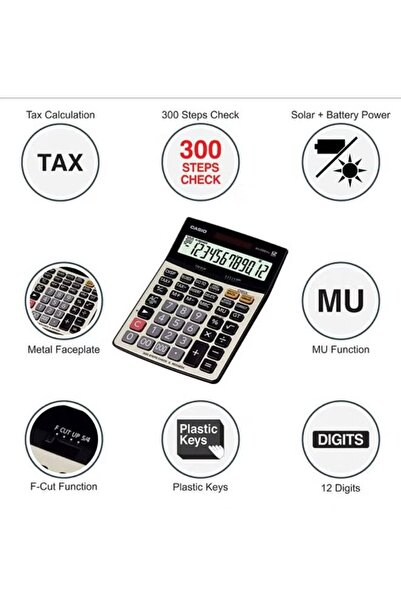 Casio آلة حاسبة أساسية مكونة من 12 رقمًا فضي/رمادي/أسود