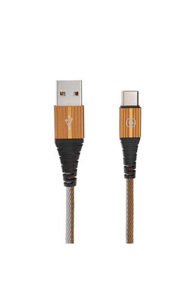 Bibilel Cablu de încărcare/transfer USB 3.1 tip C, 1 m, ranforsat, maro și gri