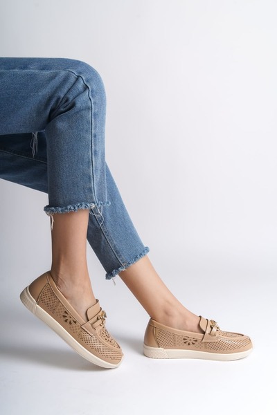 MCEM STORE Jet-Lily Laceless Orthopedic Comfortable Sole Flower Patterned Women's Ballerina Shoes Ckt - Ten