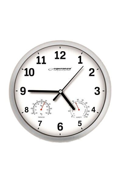 Bibilel Decorative Wall Clock with Thermometer and Hygrometer, White