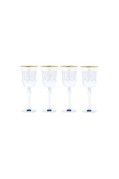 OEM Set 4 glasses with floral pattern for wine, made of crystal glass, 21x8 cm