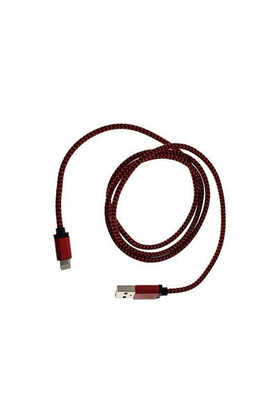 OEM Cablu de încărcare USB cu conector Apple compatibil, teacă textilă, lungime 3 m, roșu