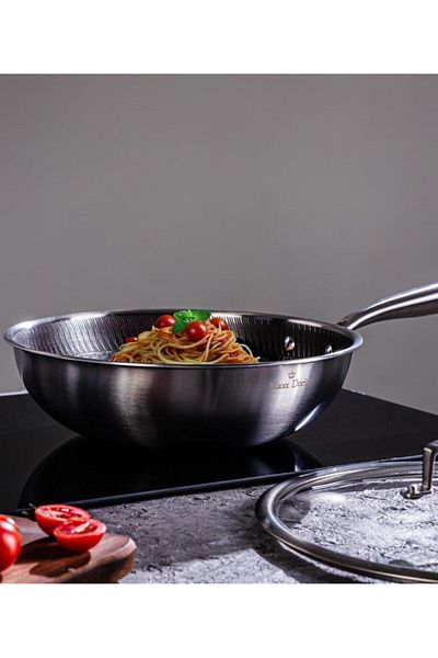 Maxx Doria Steel Fusion 28 cm Covered Wok Pan Pa3009