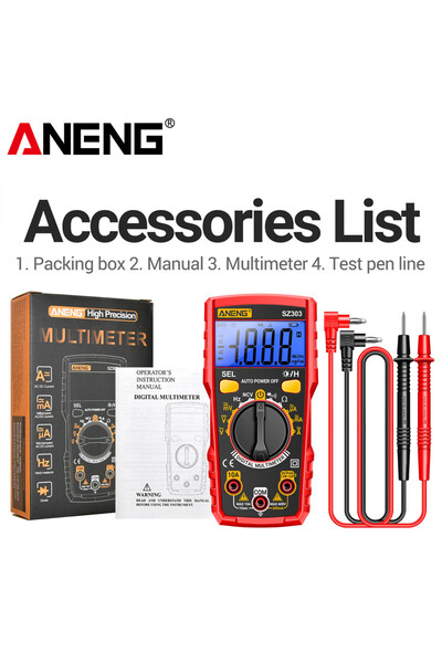 Choice1 جهاز قياس رقمي ذكي أحمر ANENG SZ303، عداد 1999 قياس، جهاز قياس احتراف...