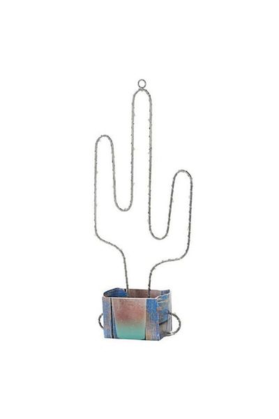 Talking Tables Decorative Light Cactus Shape, Silver, Green LEDs, 42 x 18 cm