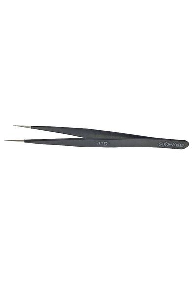 Bibilel Tweezers with Sharp Tip 15mm, 131x8mm, Non-Magnetic, Anti-Static, Stainless Steel, Black, TCL-BBL705
