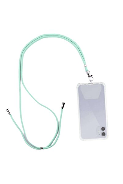 SOHO Phone strap with mini carabiner for case, adjustable, textile, 150 cm, Mint green