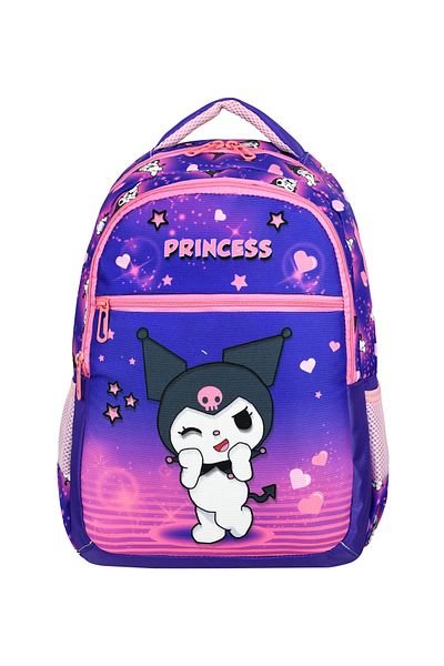 Royal Glow Combination Purple Kuromi Themed Primary School Bag Lunch Box and Pen Holder Set