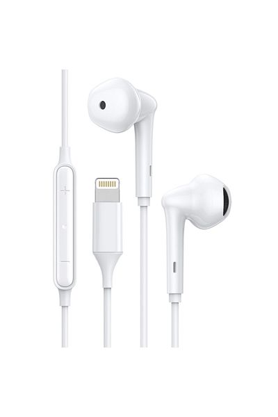 SOHO Căști intraauriculare cu conector Apple compatibil, model Dub Step bass cu microfon, albe