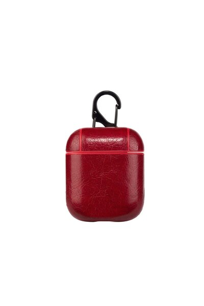 Bibilel Case for Headphones, Compatible with Apple AirPods, Leather, Red, BBL653