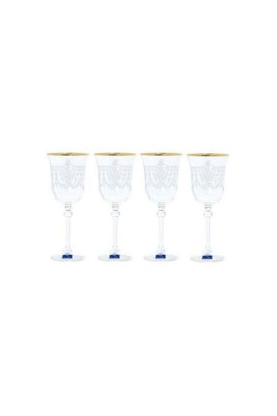 OEM Set 4 glasses with floral pattern for wine, made of crystal glass, 21x8 cm