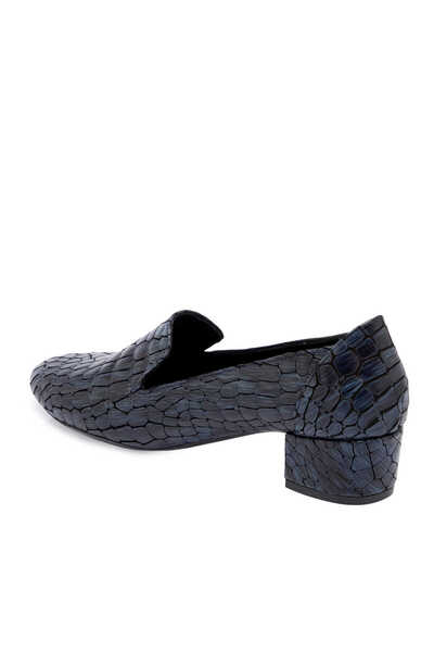 Tergan Mavi Hakiki Deri Kadın Topuklu Ayakkabı - K24S1AY67543-N2Q