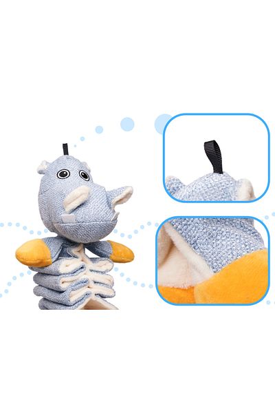 OEM Dog Chew Toy, Hippo Pattern, 30 x 20 cm, Blue/Orange