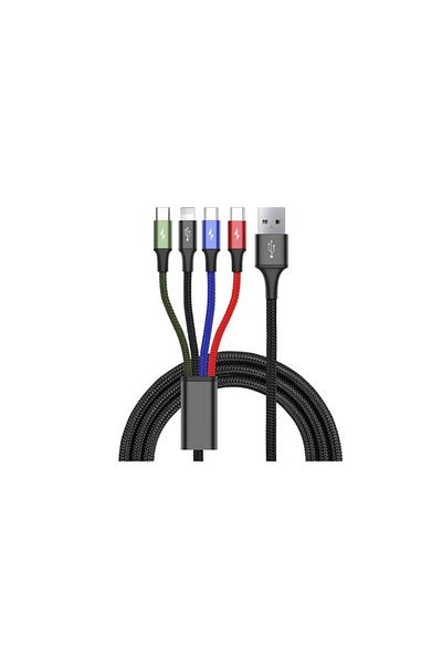 SOHO Fast Charge USB Cable with 1x MicroUSB, 2x Type C, 1x Lightning, 3.5 A, 1.2 m, Black