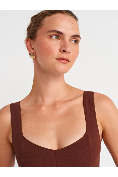 Dilvin 31973 Peplum Stretch Top-Maro deschis