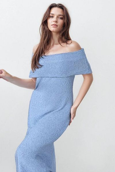 VAGGON Madonna Collar Maxi Length Strapless Dress