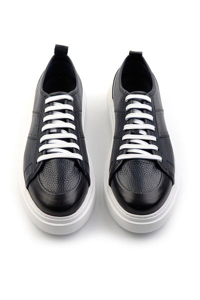 Bambi Navy Blue Leather Men's Sneaker E 01083018003