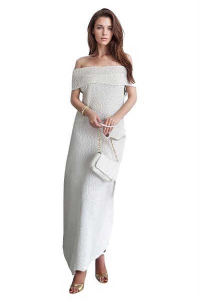 VAGGON Madonna Collar Maxi Length Strapless Dress