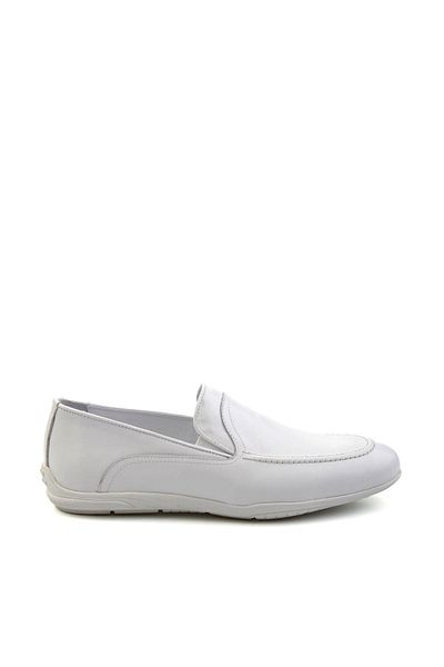 Bambi White Leather Men's Loafer Shoes E01011022203