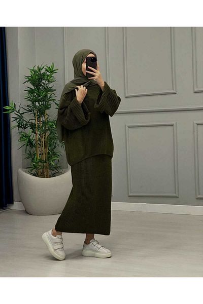 AXXAN Skirted Loose Knitwear Suit Sweater Suit Knitwear Loose Cut Standard Size 36/42 Size Range