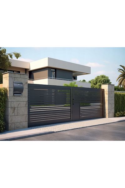 SERSIMO Outdoor mailbox, for fence or wall, made of galvanized steel, with lock, 41x8x25cm, dark gray