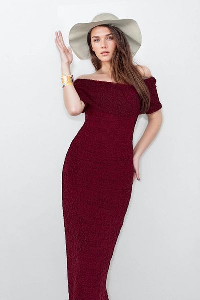 VAGGON Madonna Collar Maxi Length Strapless Dress