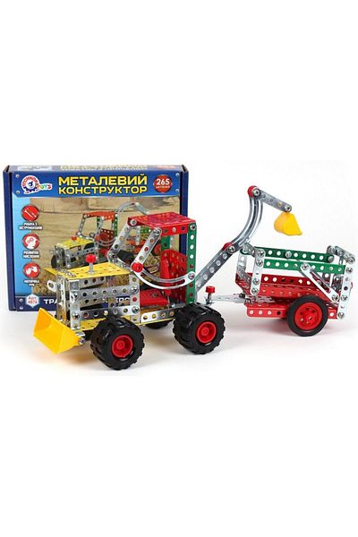 Technok Tehnok Metal Construction Set with Bolts, Nuts, Tools for Building a Tractor with Trailer, 265 Piece
