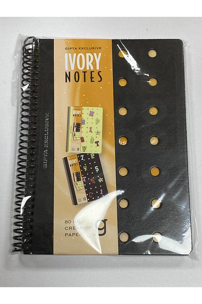 Gıpta غطاء بلاستيكي حلزوني من Ivory Notes 80 ورقة مسطرة A5 دفتر ملاحظات مثقوب رقم: 7817