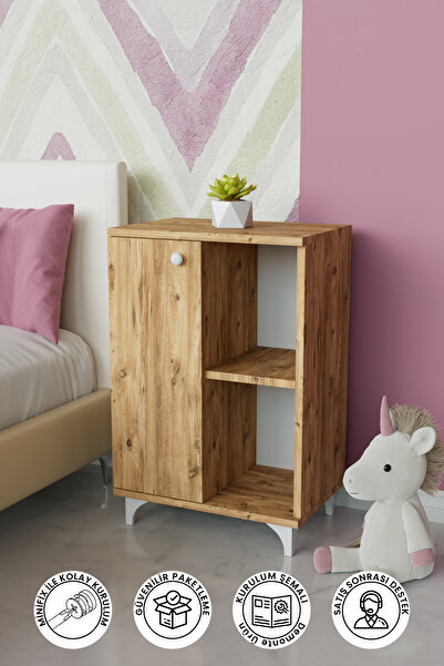 Hediyeler Kapında 2 Raflı tek kapak Çocuk Odası Çok Amaçlı Dolabı - Ahşap