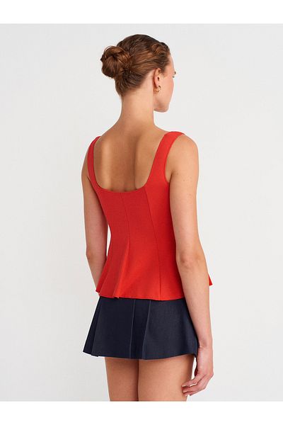 Dilvin 31987 Peplum Skirt Vest-Red