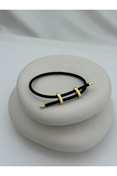 Nur'Sena Accessories Renkli Örme İp Çelik Plaka Detay Ayarlanabilir Bileklik