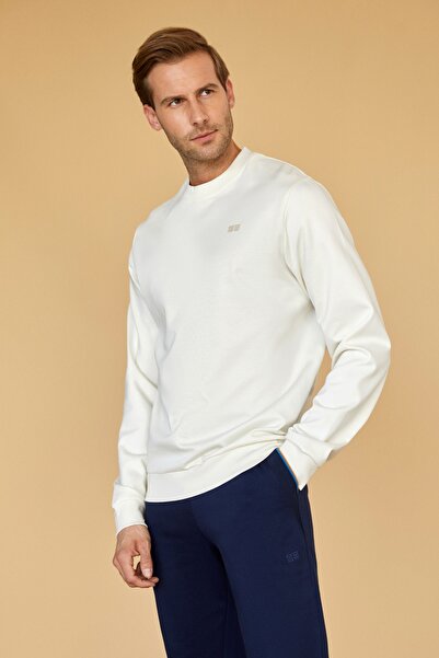SPORTEMPT Bumbac mercerizat pentru bărbați guler rotund Swea tricou - Ecru
