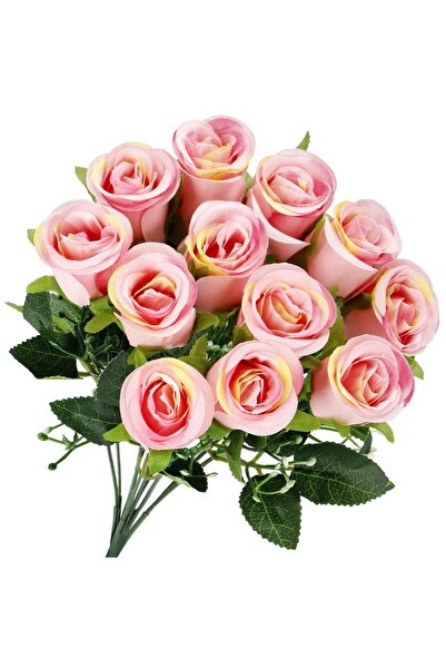 CLICK , Buchet de flori artificiale din poliester, 12 fire trandafiri, 38cm, roz