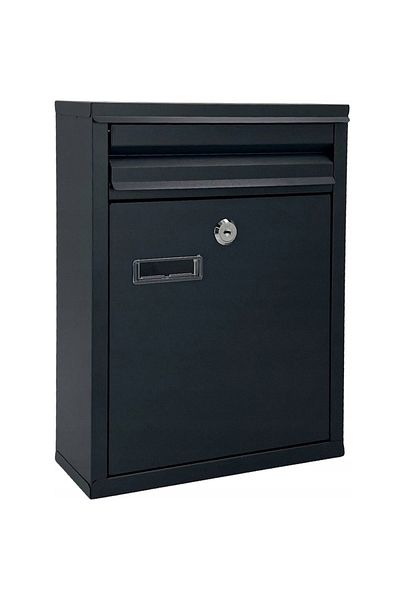 SERSIMO Outdoor mailbox, for fence or wall, made of galvanized steel, with lock, 32x8x25cm, dark gray